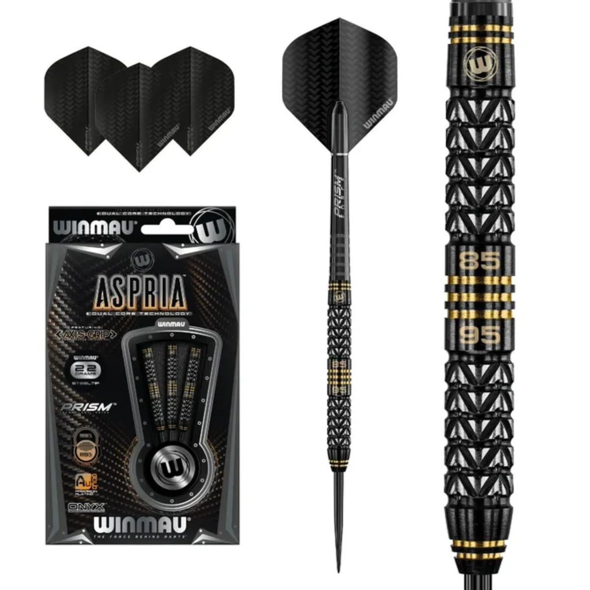 Winmau Aspria 95%/85% Straight Tungsten Dual Core Technology Steel Tip Darts 22G