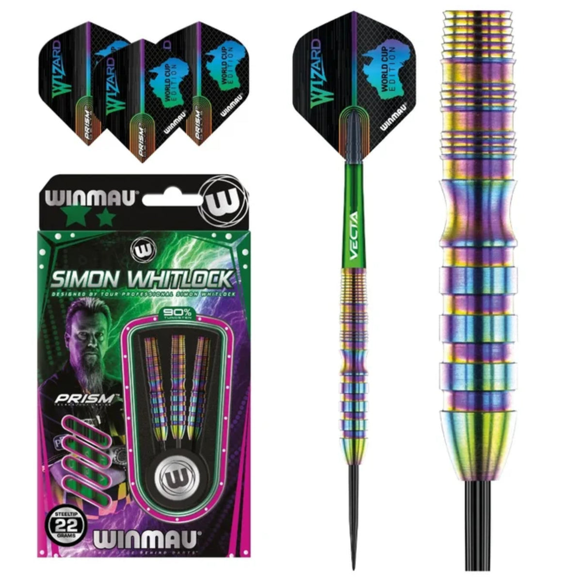 Winmau Simon Whitlock 90% Tungsten World Cup SE Steel Tip Darts- 23G