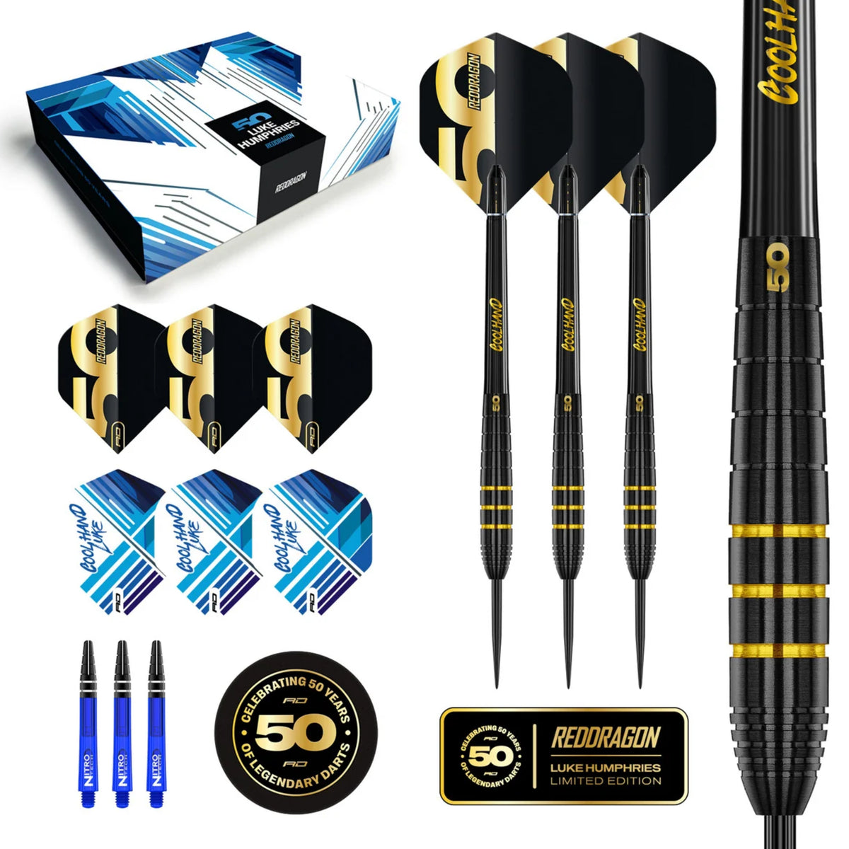 Red Dragon Luke Humphries 50 Years Limited Edition 90% Tungsten Steel Tip Darts 22G