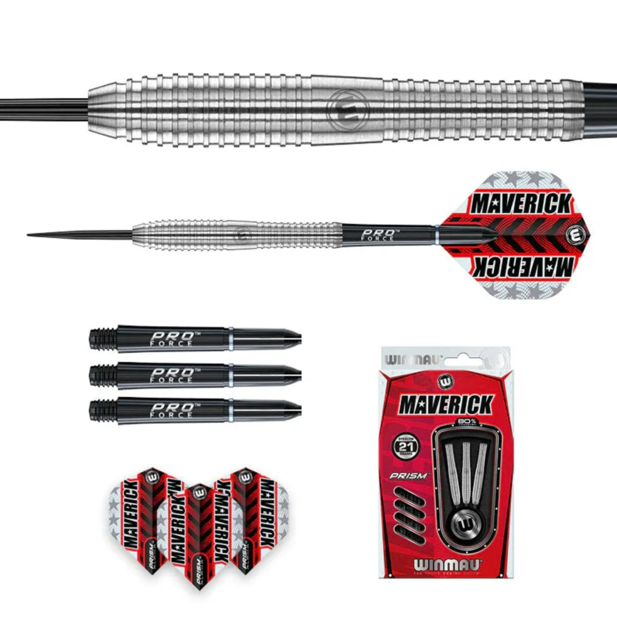 Winmau Maverick 80% Tungsten Steel Tip Darts - 23G