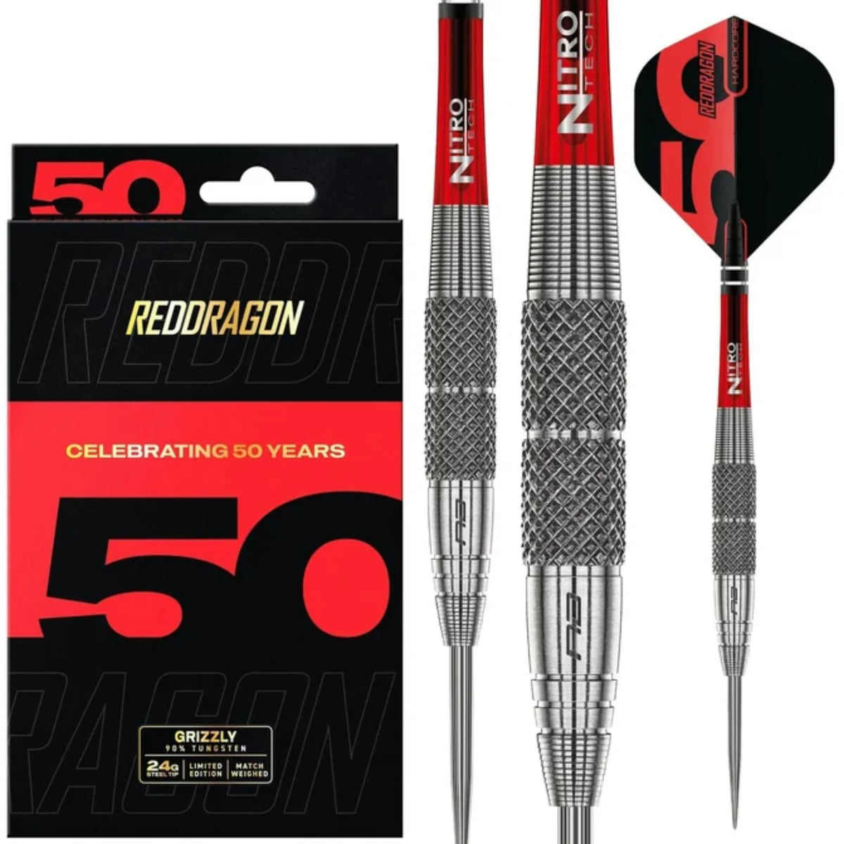 Red Dragon 50 Year Collection Grizzly 2 85% Tungsten Steel Tip Darts