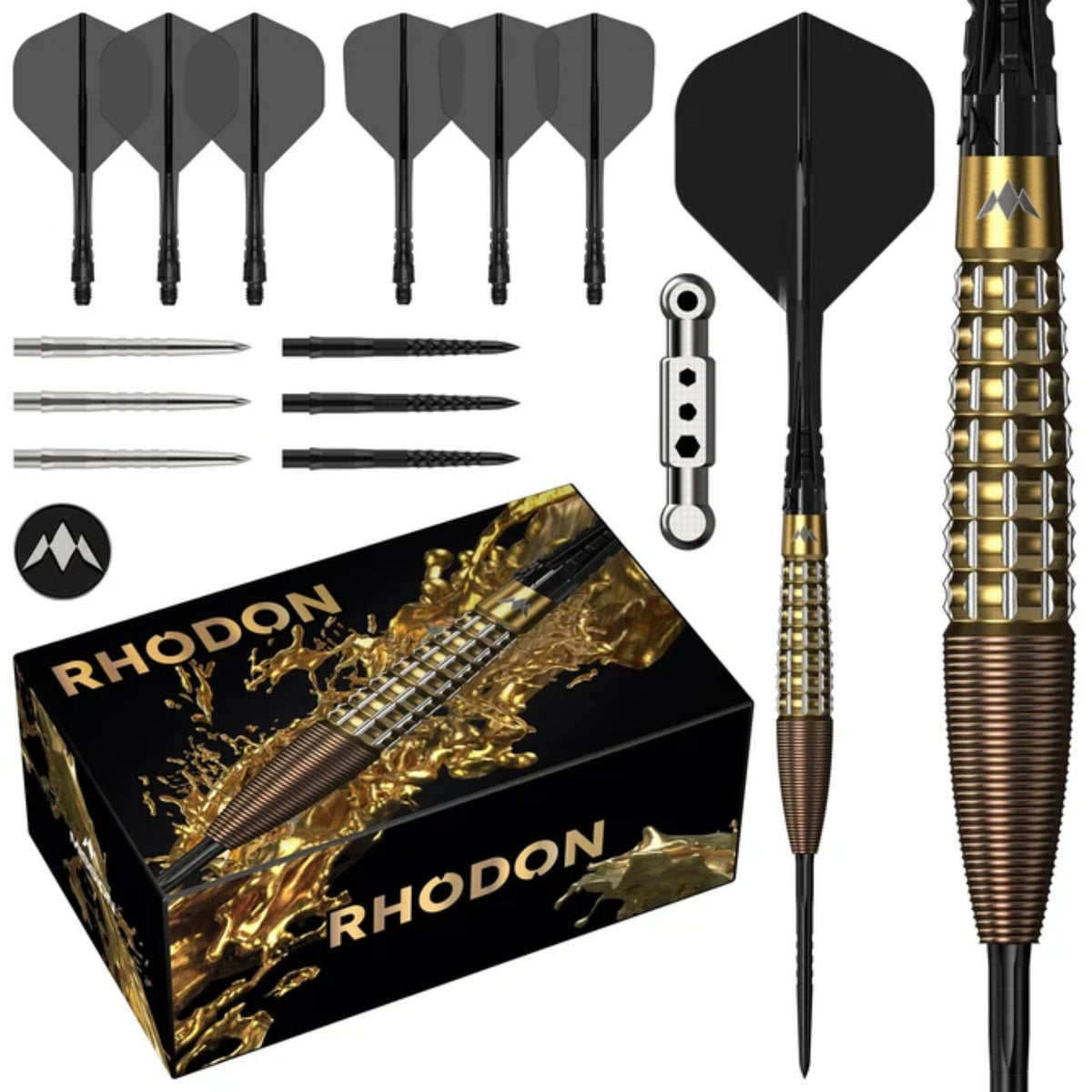 Mission Rhodon Darts Steel Tip - 95% Tungsten - Bronze & Gold PVD 25G