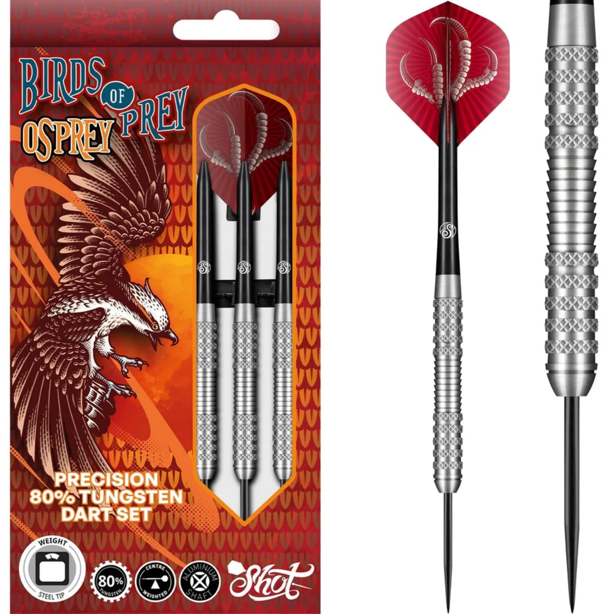Shot Birds of Prey Darts Steel Tip Tungsten - Osprey