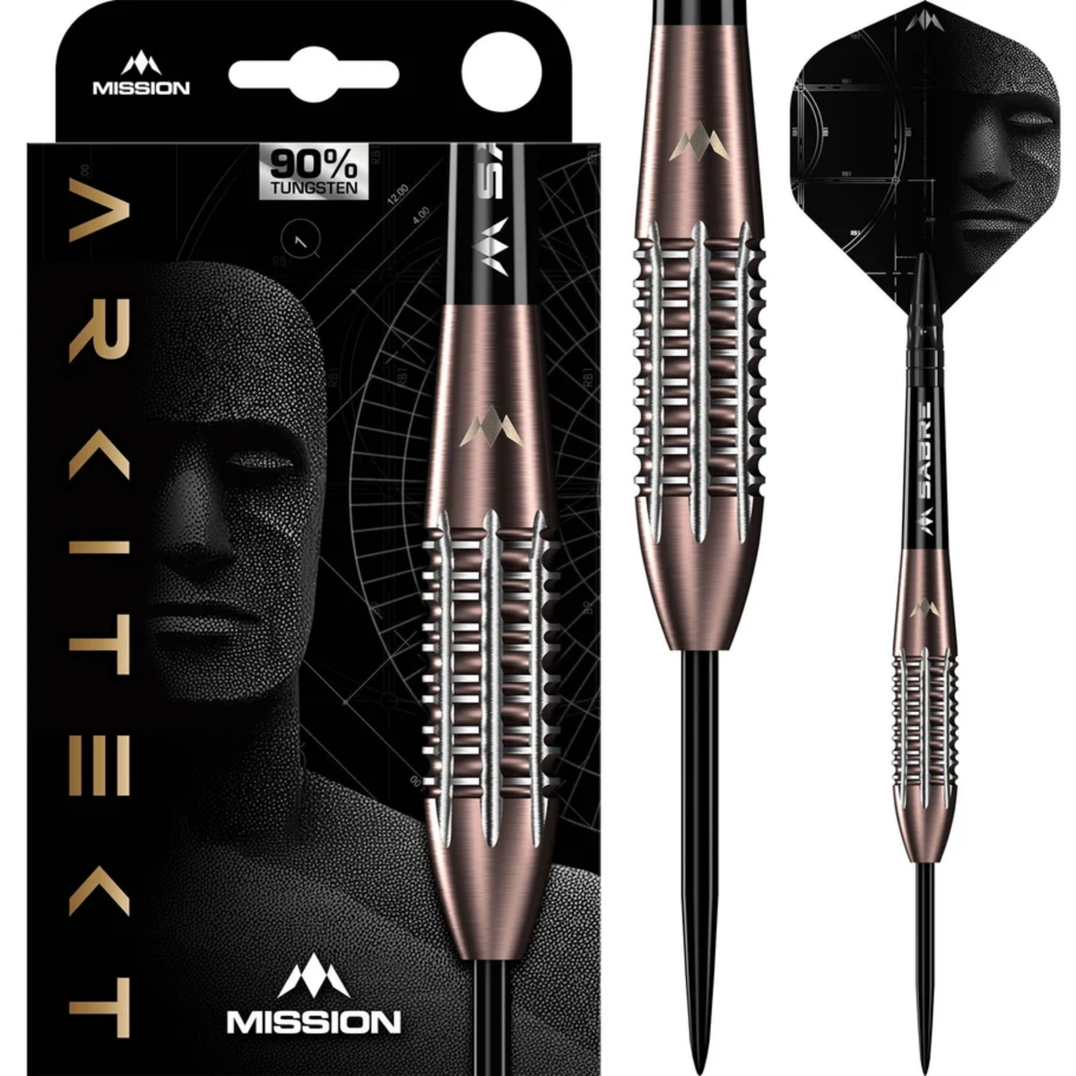Mission Arkitekt Darts Steel Tip - 90% Tungsten - Bronze Silica PVD