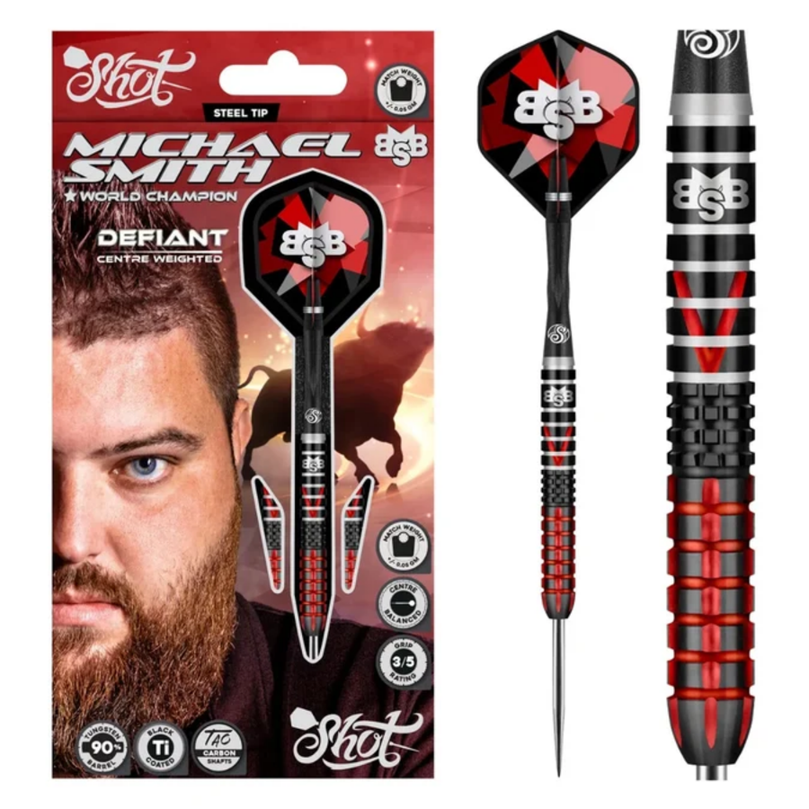Shot Michael Smith Defiant 90% Steel Tip Darts