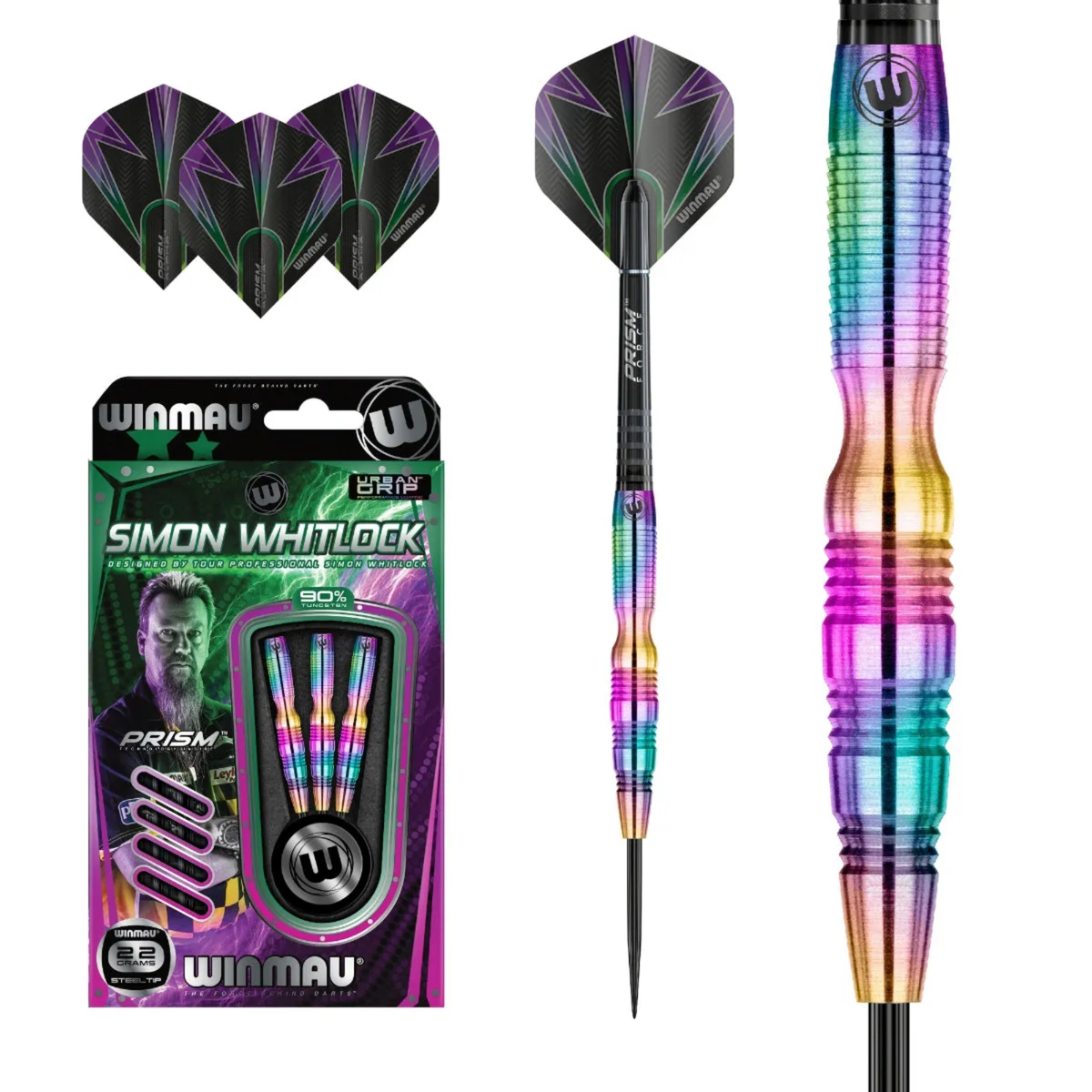 Winmau Simon Whitlock Urban Grip 90% Tungsten Steel Tip Darts